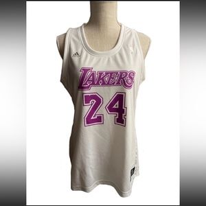 Kobe Bryant 24 adidas Lakers NBA 4Her Basketball White Purple Jersey Tank Size L